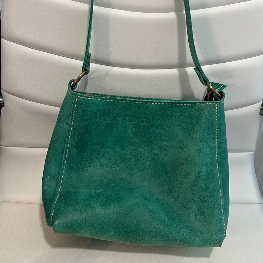 Portland Leather Triangle Shoulder Bag in Reef green - retired color!